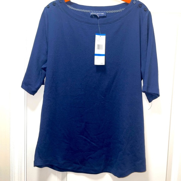 NWT. $40R Jones New York Solid Knit Size XL Admiral Navy - Picture 2 of 4